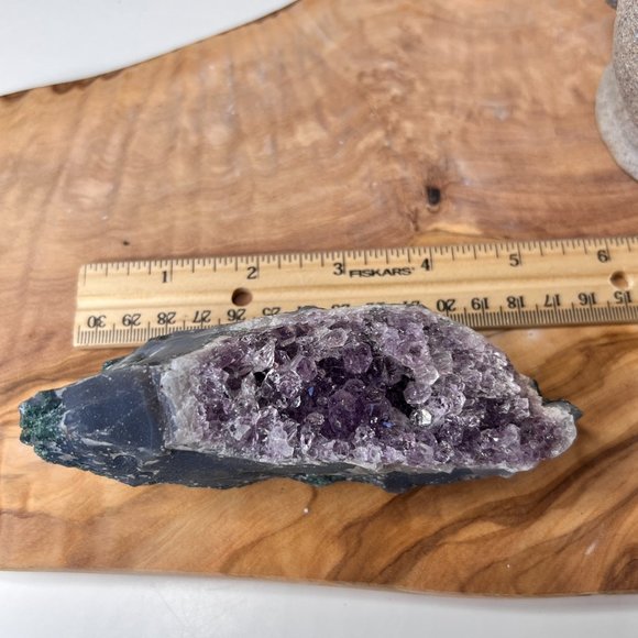 Unique Crescent Amethyst Geode Cluster Freeform, Crystal Decor Cluster - Picture 12 of 12